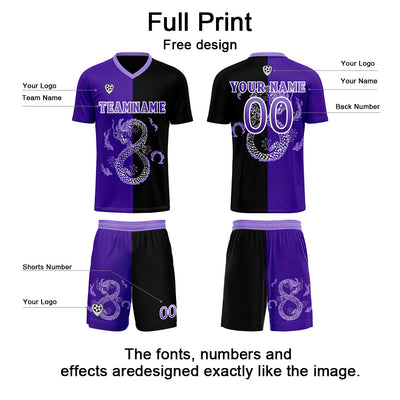 Custom Purple Black Soccer Jerseys for Men Women Personalized Soccer Uniforms for Adult and Kid enthsush