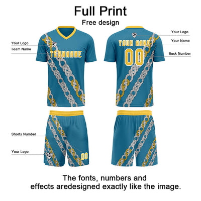 Custom Blue Yellow Soccer Jerseys for Men Women Personalized Soccer Uniforms for Adult and Kid enthsush