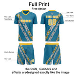 Custom Blue Yellow Soccer Jerseys for Men Women Personalized Soccer Uniforms for Adult and Kid