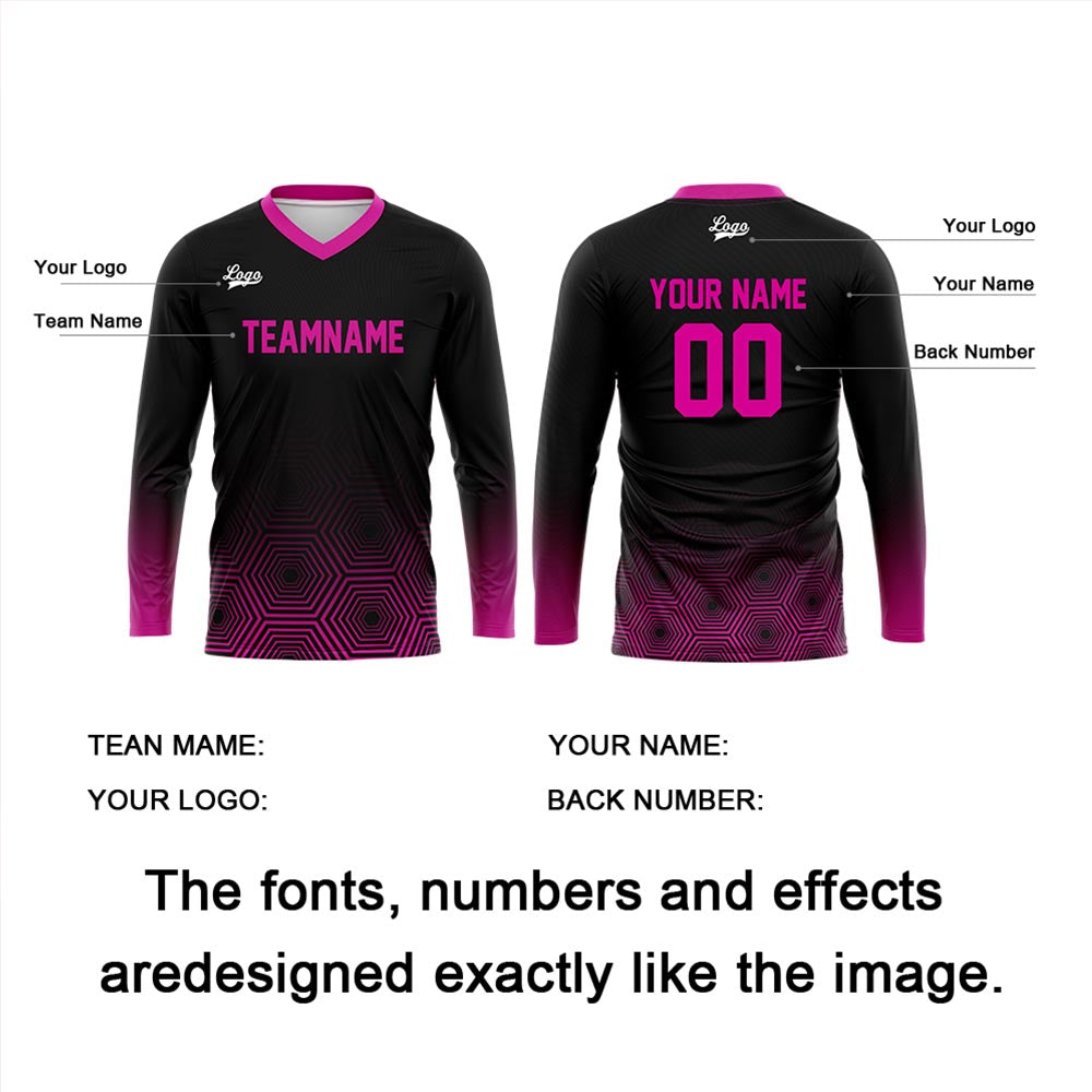 Custom Pink Black Basketball Soccer Football Shooting Long T-Shirt for Adults and Kids enthsush