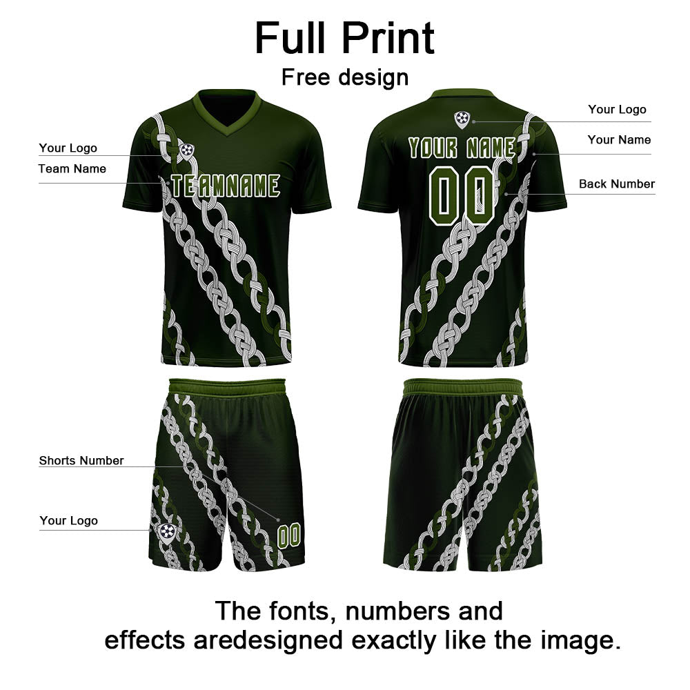 Custom Green Jerseys for Men Women Personalized Soccer Uniforms for Adult and Kid enthsush