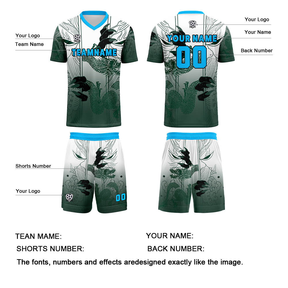 Custom Green Blue Jerseys for Men Women Personalized Soccer Uniforms for Adult and Kid enthsush
