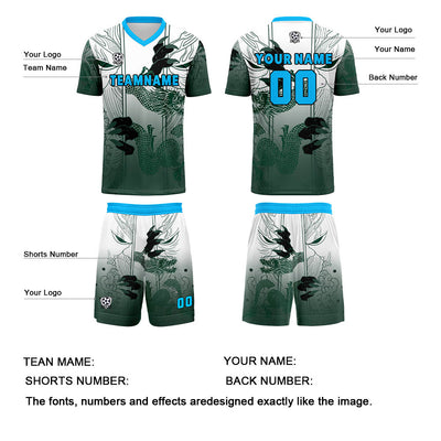 Custom Green Blue Jerseys for Men Women Personalized Soccer Uniforms for Adult and Kid enthsush