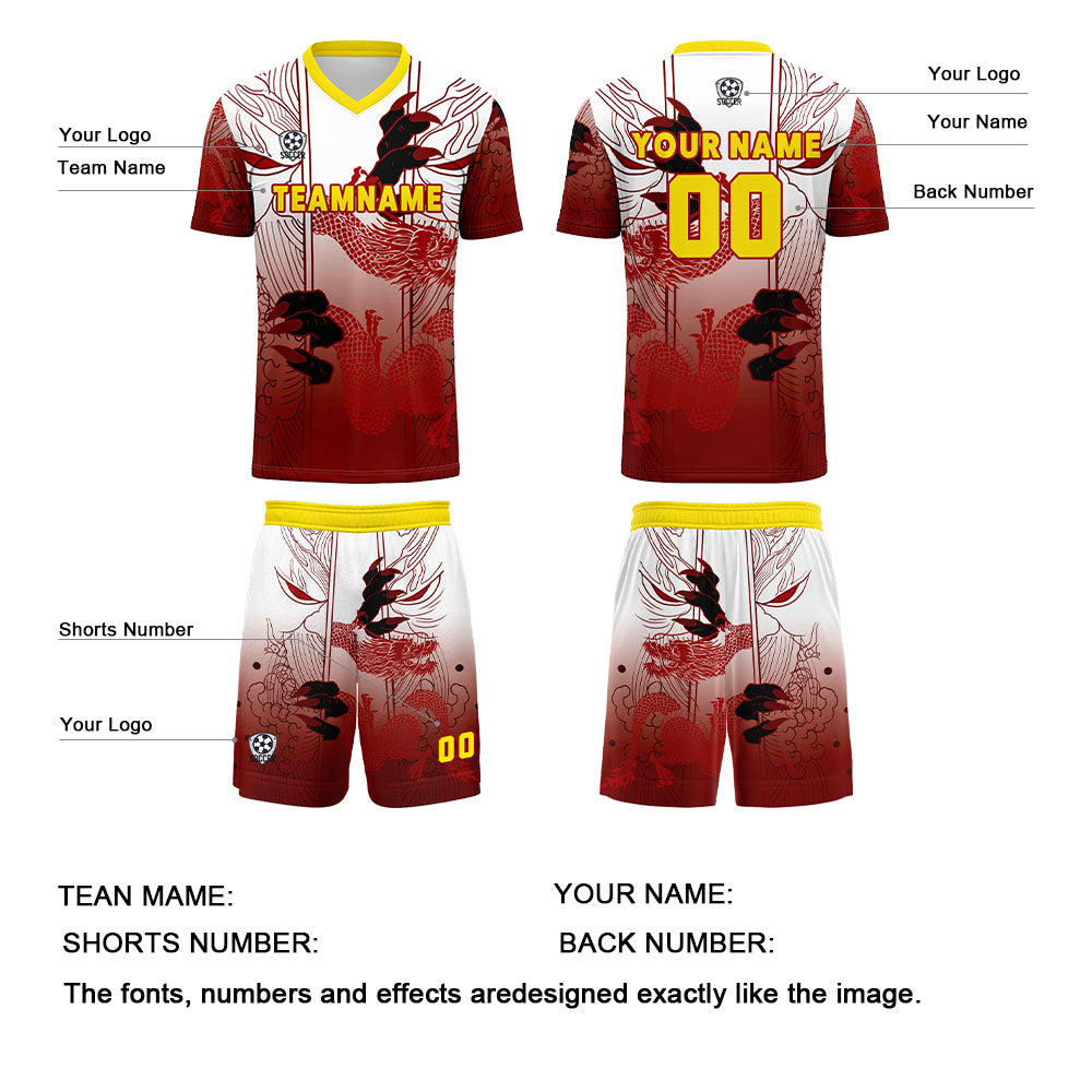 Custom Red Yellow Jerseys for Men Women Personalized Soccer Uniforms for Adult and Kid enthsush