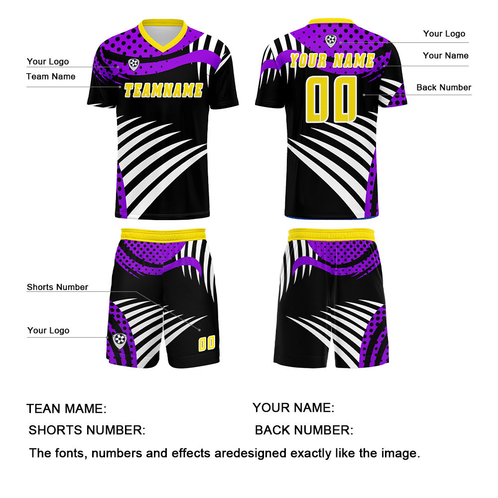 Custom Yellow Purple Jerseys for Men Women Personalized Soccer Uniforms for Adult and Kid enthsush