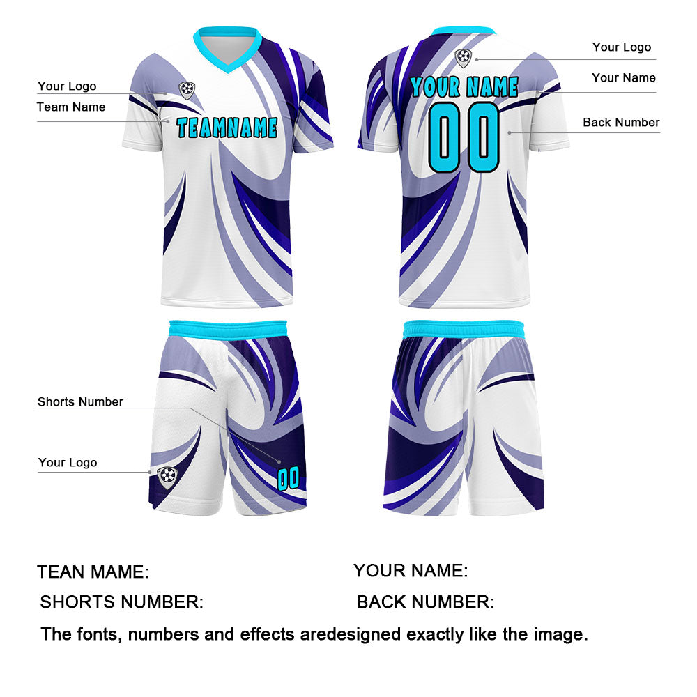 Custom White Purple Jerseys for Men Women Personalized Soccer Uniforms for Adult and Kid enthsush