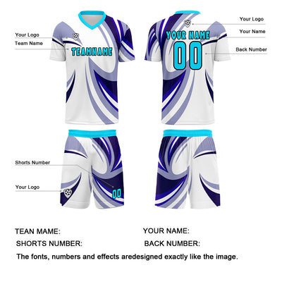 Custom White Purple Jerseys for Men Women Personalized Soccer Uniforms for Adult and Kid enthsush