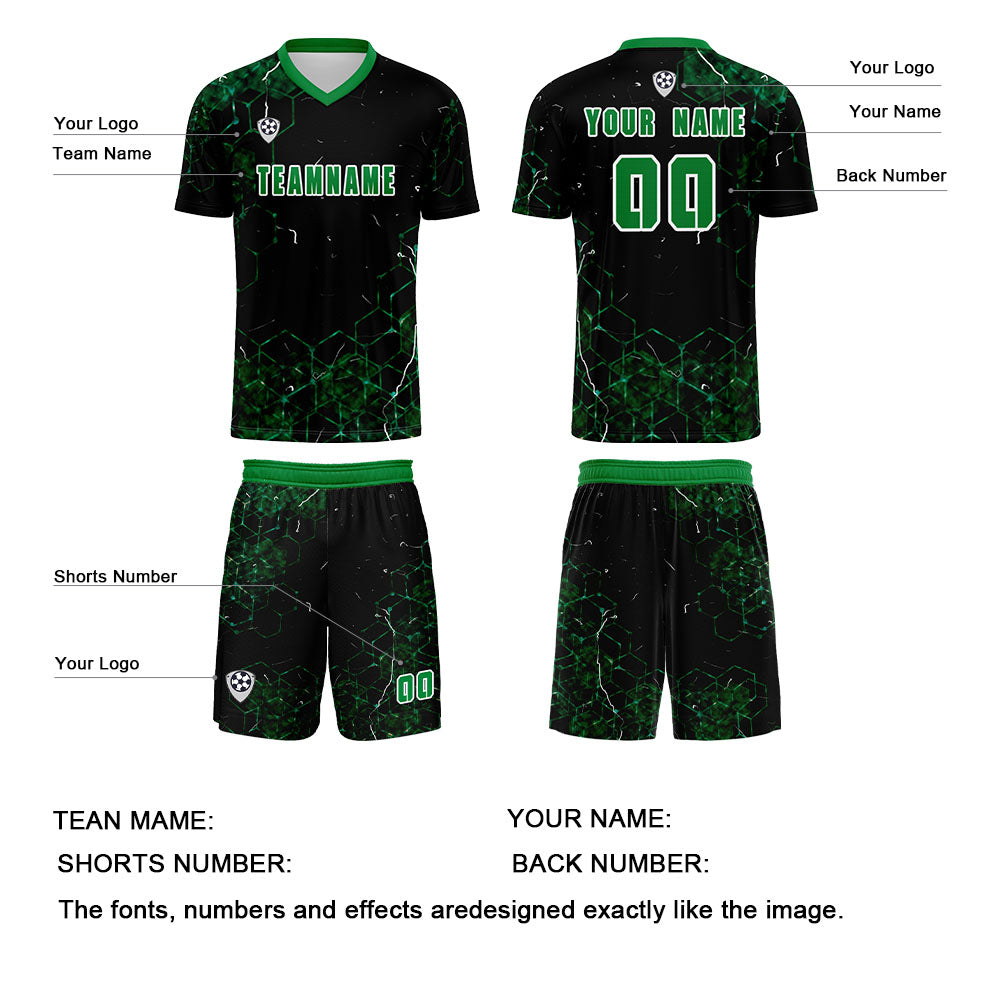 Custom Green Jerseys for Men Women Personalized Soccer Uniforms for Adult and Kid enthsush
