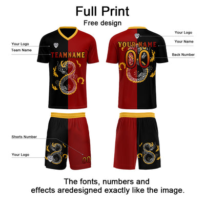 Custom Red Black Soccer Jerseys for Men Women Personalized Soccer Uniforms for Adult and Kid enthsush