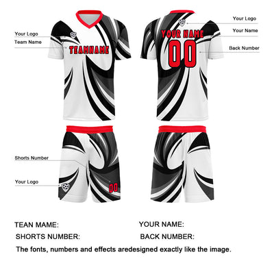 Custom White Black Jerseys for Men Women Personalized Soccer Uniforms for Adult and Kid enthsush