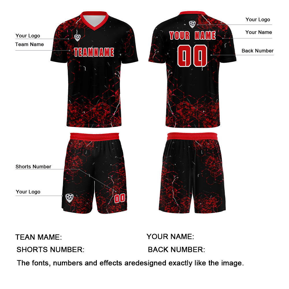 Custom Red Jerseys for Men Women Personalized Soccer Uniforms for Adult and Kid enthsush