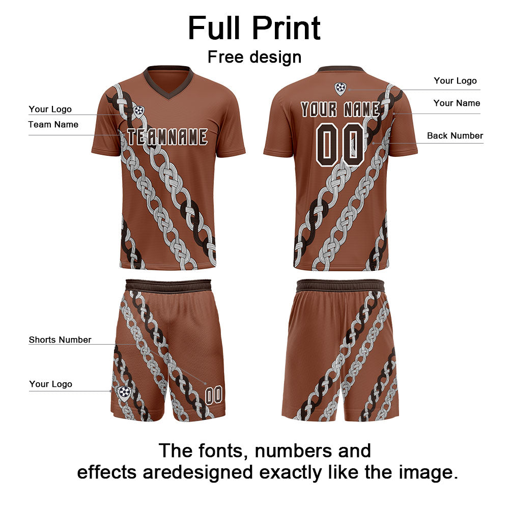 Custom Brown Soccer Jerseys for Men Women Personalized Soccer Uniforms for Adult and Kid enthsush