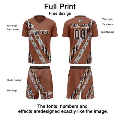 Custom Brown Soccer Jerseys for Men Women Personalized Soccer Uniforms for Adult and Kid enthsush