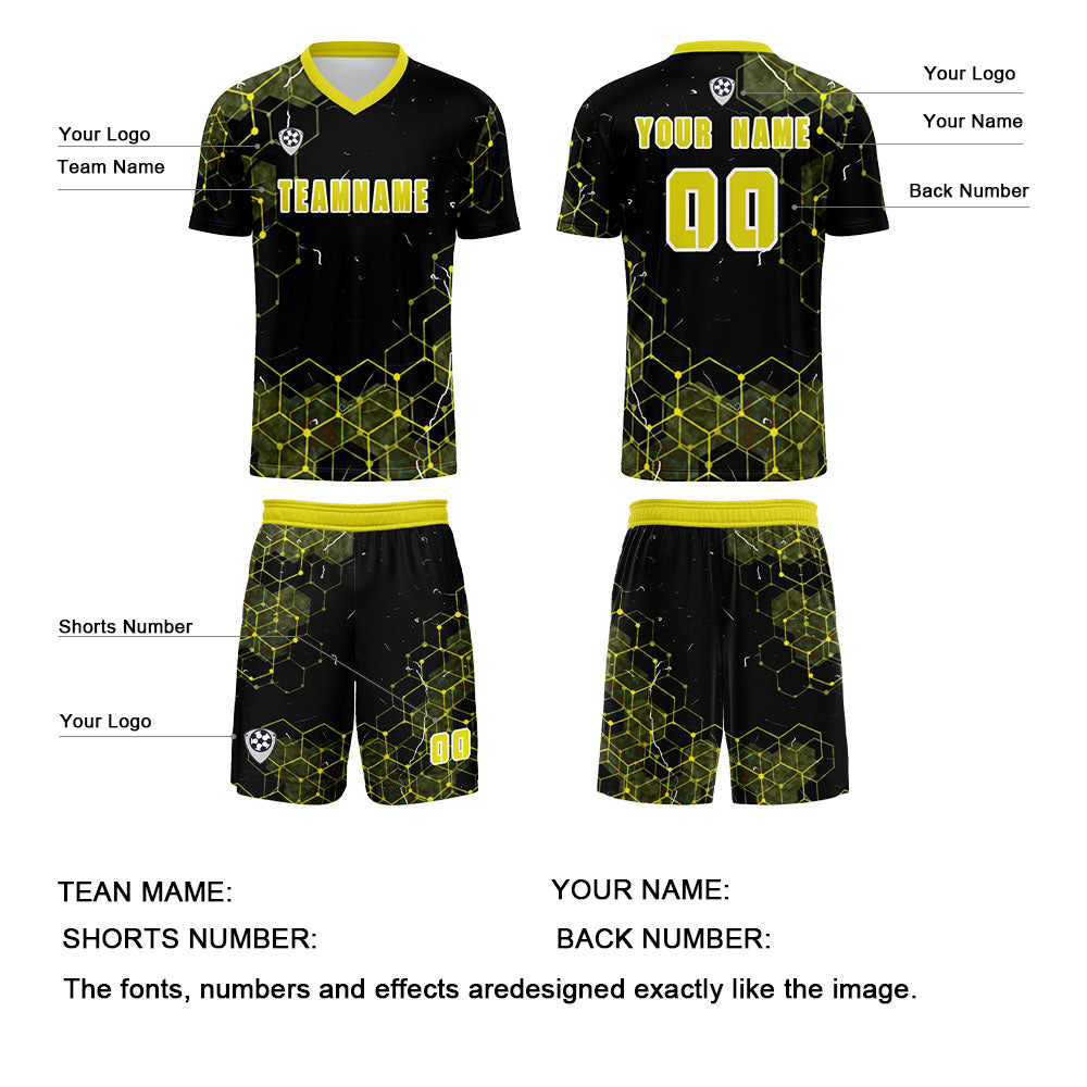 Custom Yellow Jerseys for Men Women Personalized Soccer Uniforms for Adult and Kid enthsush
