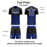 Custom Black Blue Soccer Jerseys for Men Women Personalized Soccer Uniforms for Adult and Kid