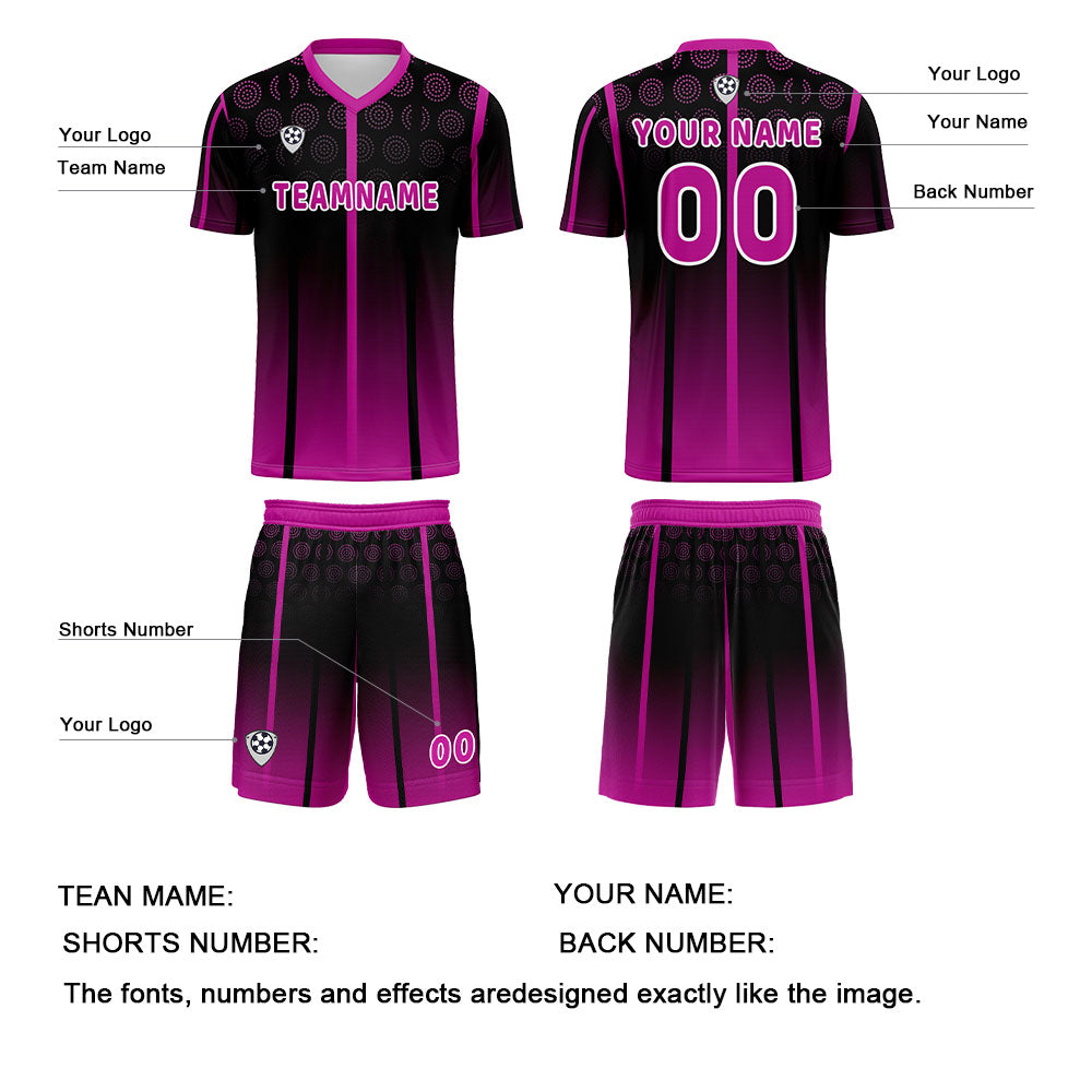 Custom Black Rose Purple Jerseys for Men Women Personalized Soccer Uniforms for Adult and Kid enthsush