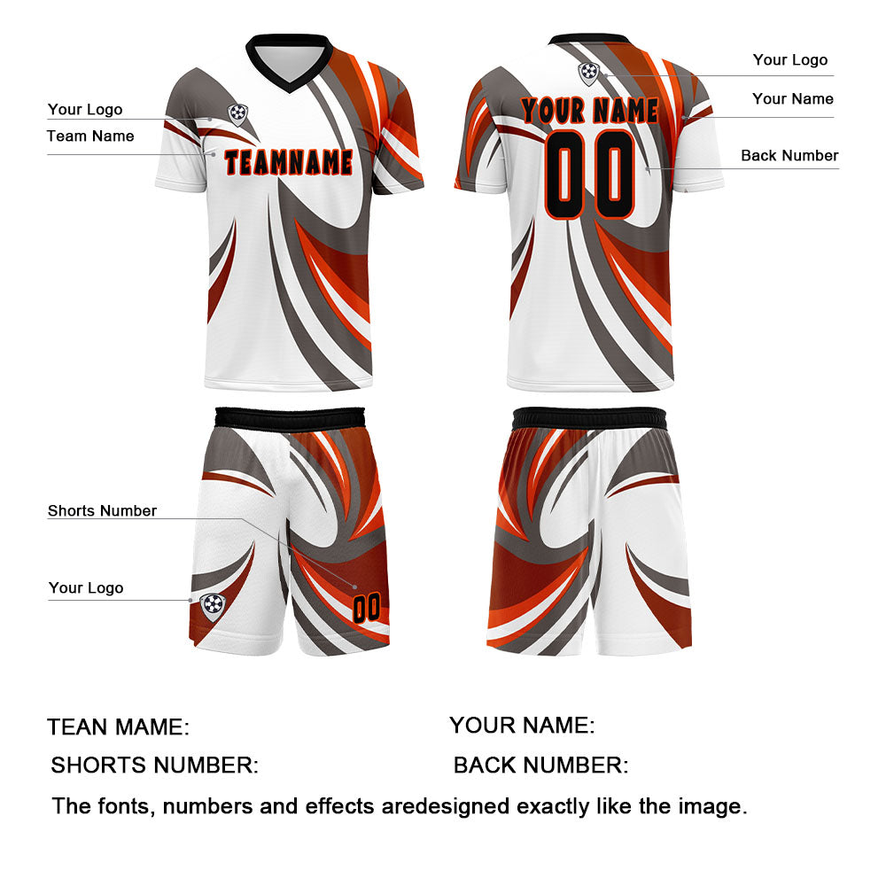 Custom White Brown Jerseys for Men Women Personalized Soccer Uniforms for Adult and Kid enthsush