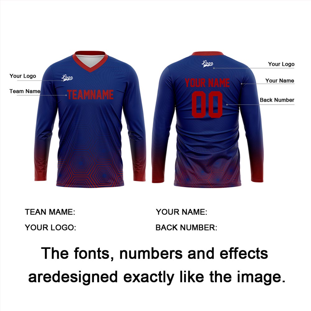Custom Red Dark Blue Basketball Soccer Football Shooting Long T-Shirt for Adults and Kids enthsush
