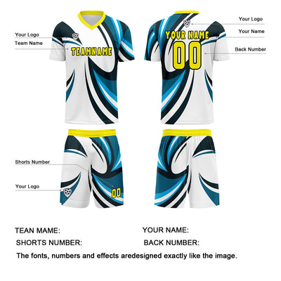 Custom White Blue Jerseys for Men Women Personalized Soccer Uniforms for Adult and Kid enthsush