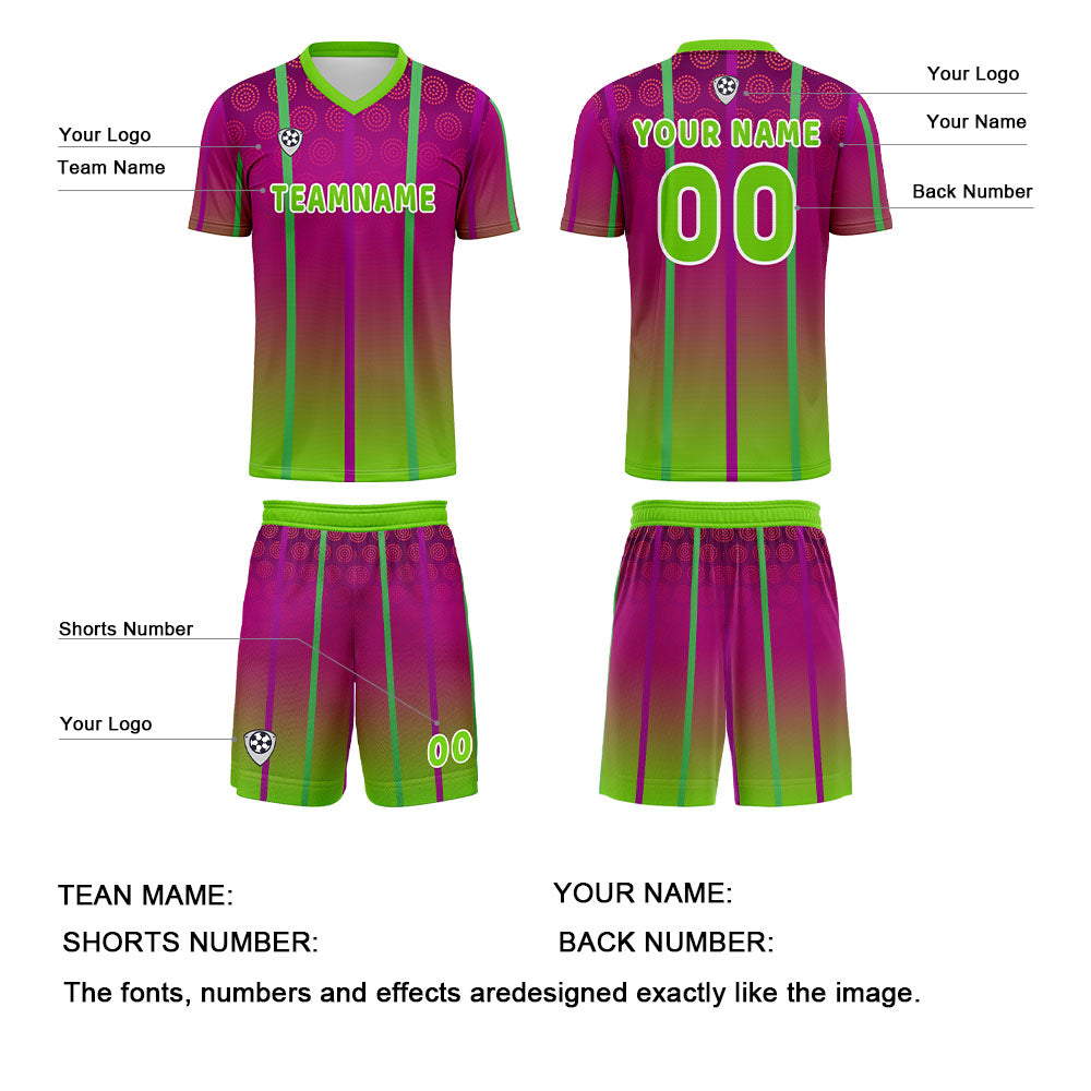Custom Rose Red Green Jerseys for Men Women Personalized Soccer Uniforms for Adult and Kid enthsush
