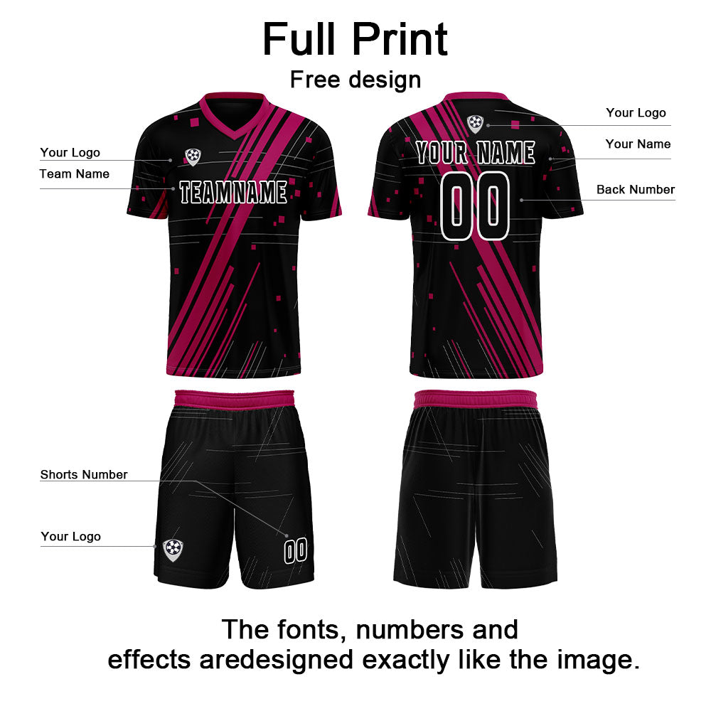 Custom Black Rose Red Jerseys for Men Women Personalized Soccer Uniforms for Adult and Kid enthsush