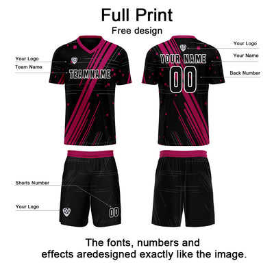 Custom Black Rose Red Jerseys for Men Women Personalized Soccer Uniforms for Adult and Kid enthsush