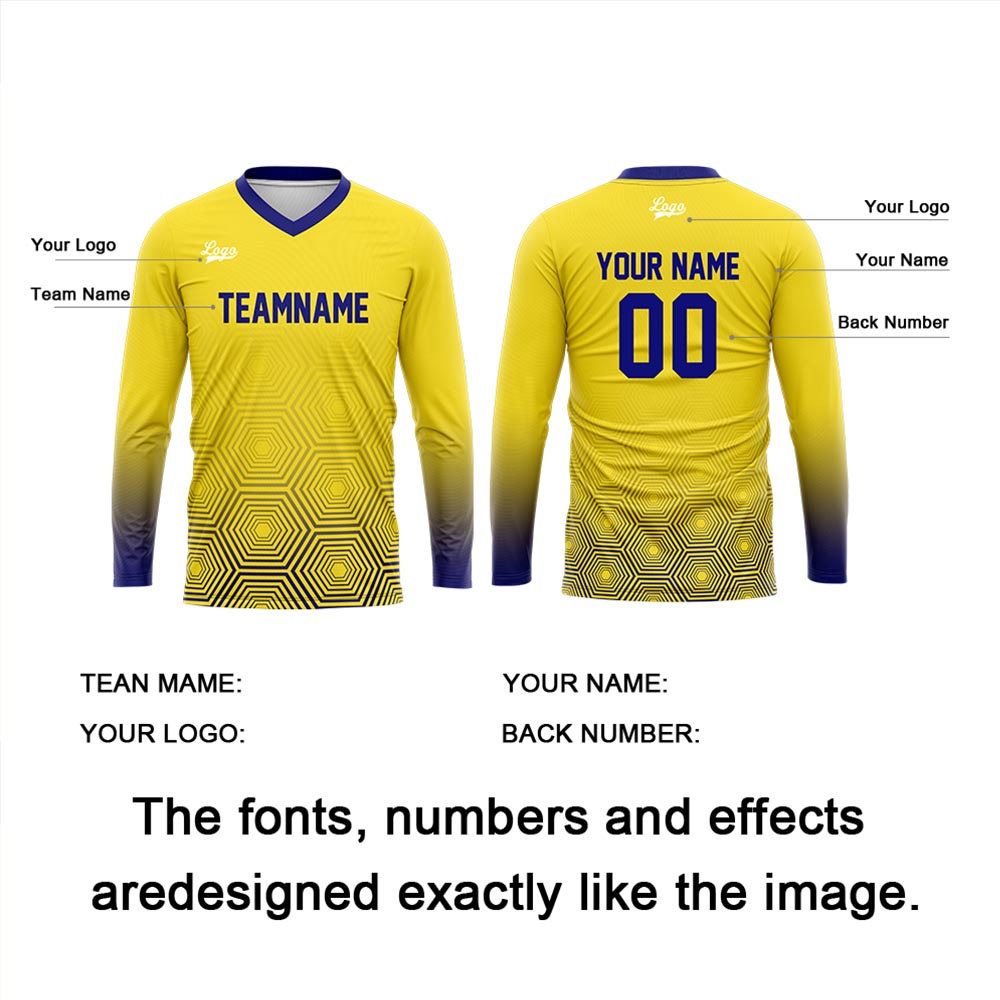 Custom Yellow Dark Blue Basketball Soccer Football Shooting Long T-Shirt for Adults and Kids enthsush