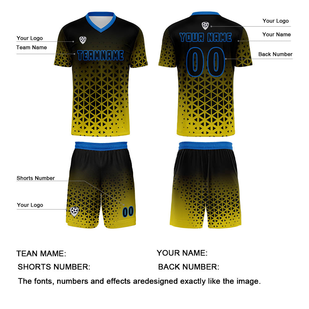 Custom Yellow Blue Jerseys for Men Women Personalized Soccer Uniforms for Adult and Kid enthsush