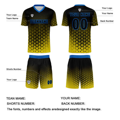 Custom Yellow Blue Jerseys for Men Women Personalized Soccer Uniforms for Adult and Kid enthsush