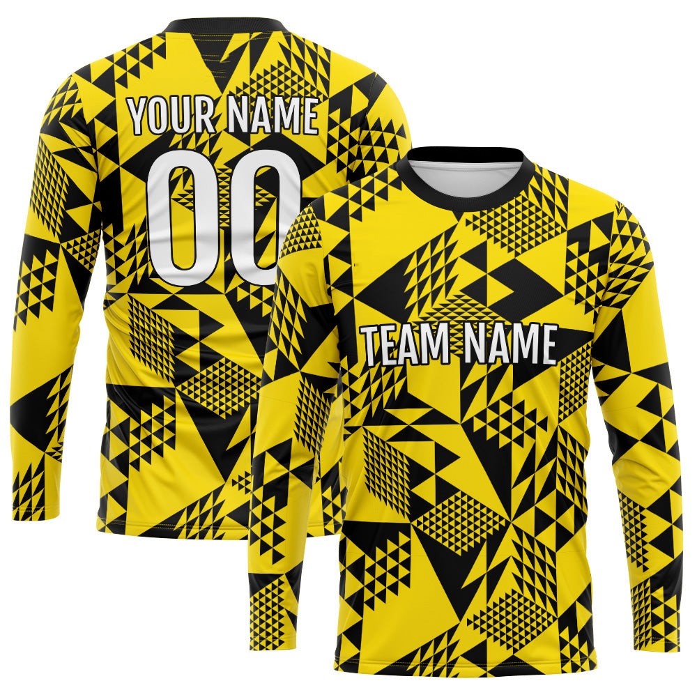 Custom Basketball Soccer Football Shooting Long T-Shirt for Adults and Kids Yellow-Black enthsush