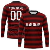 Custom Basketball Soccer Football Shooting Long T-Shirt for Adults and Kids Black-Red