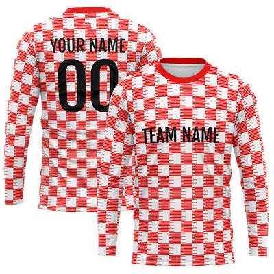 Custom Basketball Soccer Football Shooting Long T-Shirt for Adults and Kids White-Red enthsush