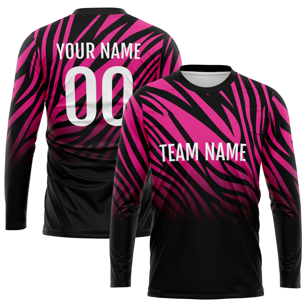 Custom Basketball Soccer Football Shooting Long T-Shirt for Adults and Kids Black-Pink enthsush