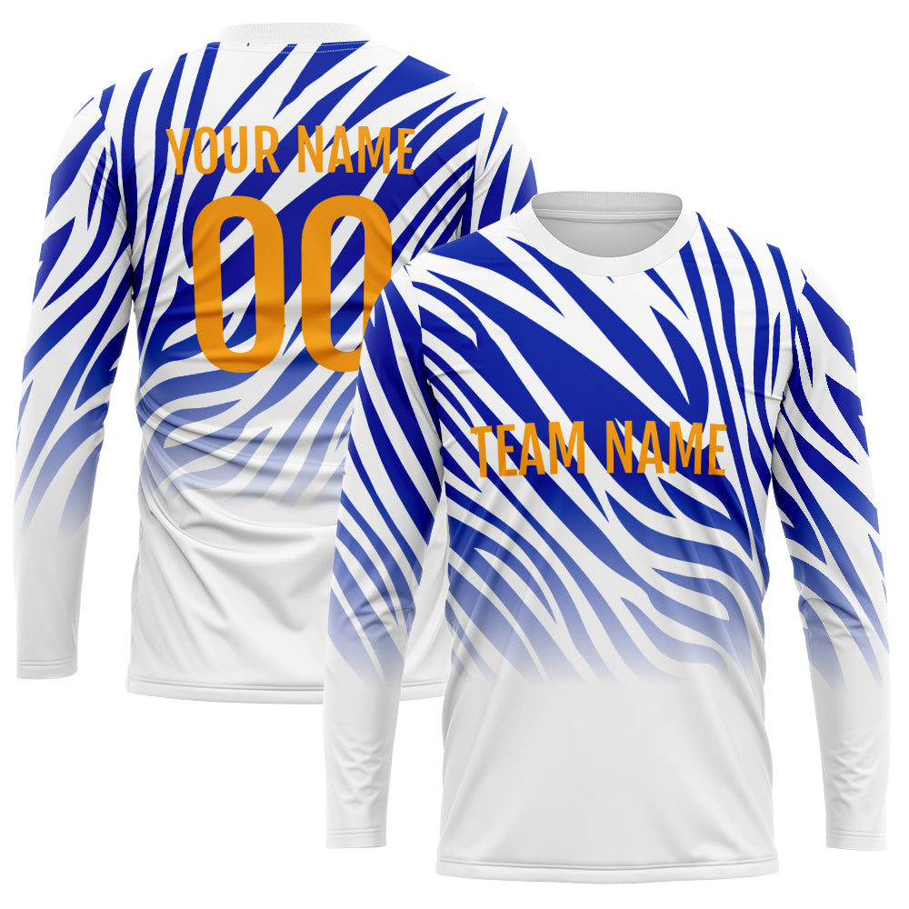 Custom Basketball Soccer Football Shooting Long T-Shirt for Adults and Kids White-Royal enthsush