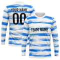 Custom Basketball Soccer Football Shooting Long T-Shirt for Adults and Kids White-Blue enthsush
