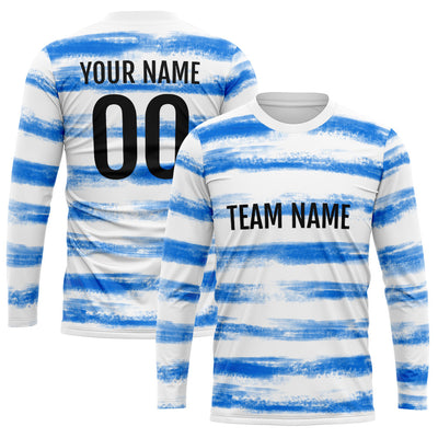 Custom Basketball Soccer Football Shooting Long T-Shirt for Adults and Kids White-Blue enthsush