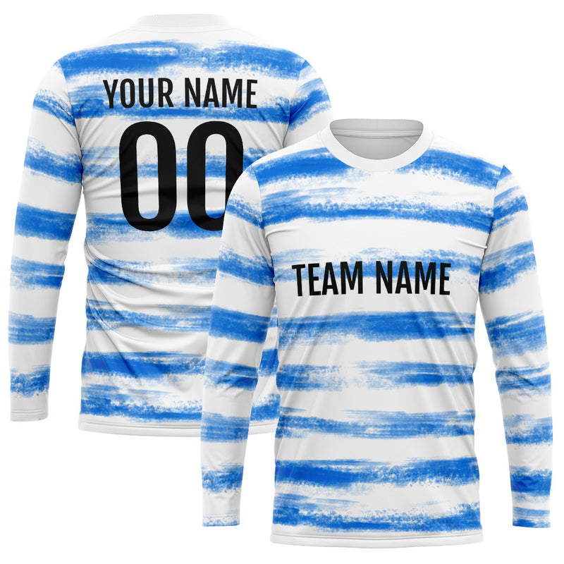 Custom Basketball Soccer Football Shooting Long T-Shirt for Adults and Kids White-Blue