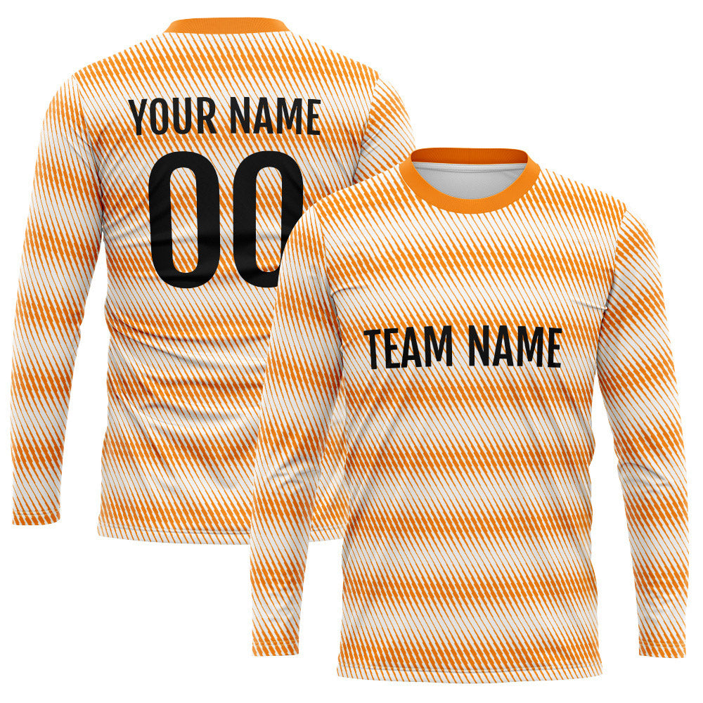 Custom Basketball Soccer Football Shooting Long T-Shirt for Adults and Kids White-Orange enthsush