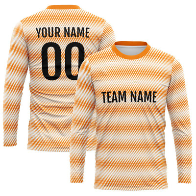Custom Basketball Soccer Football Shooting Long T-Shirt for Adults and Kids White-Orange enthsush