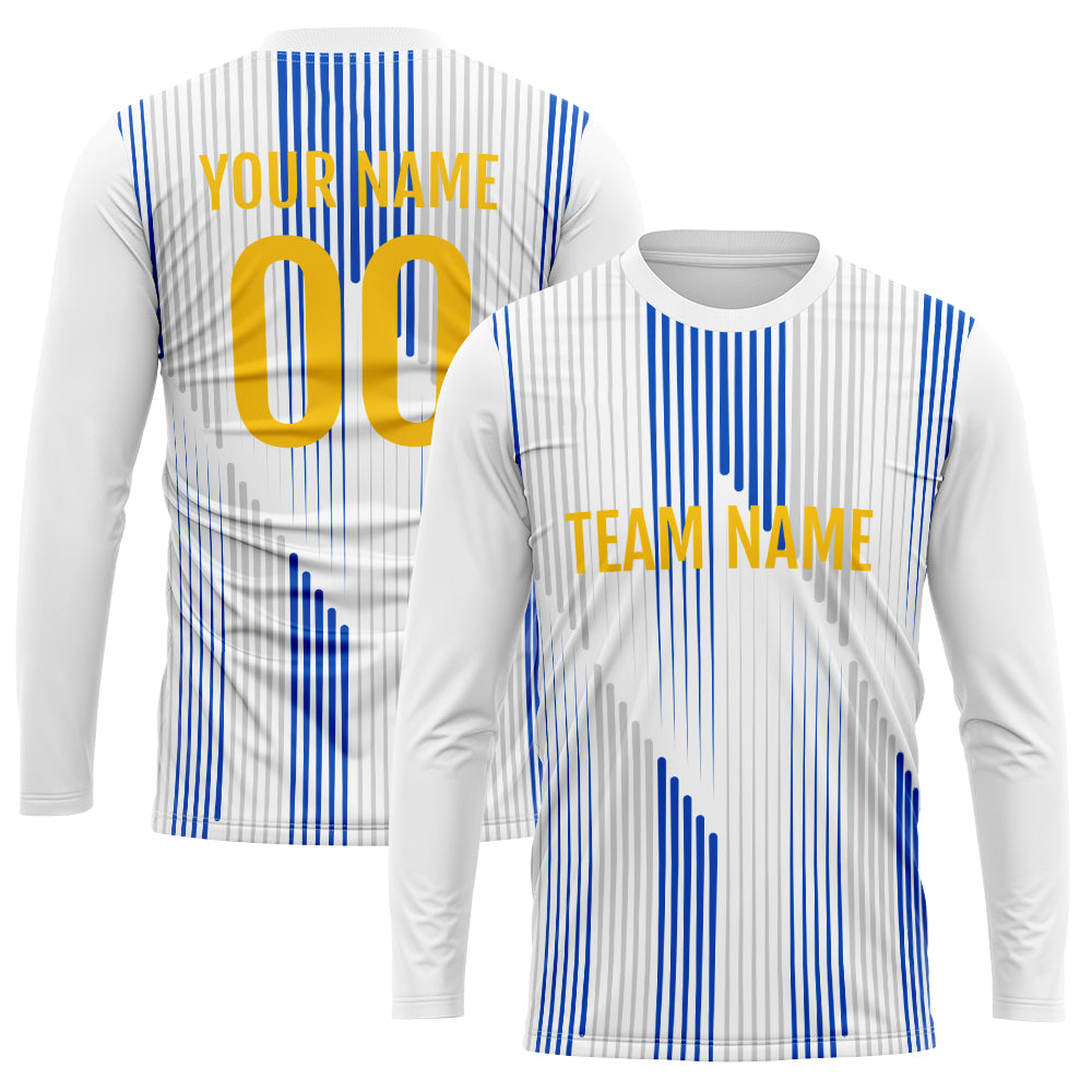 Custom Basketball Soccer Football Shooting Long T-Shirt for Adults and Kids White-Blue enthsush