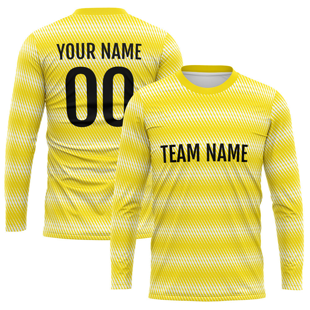 Custom Basketball Soccer Football Shooting Long T-Shirt for Adults and Kids Yellow-White enthsush