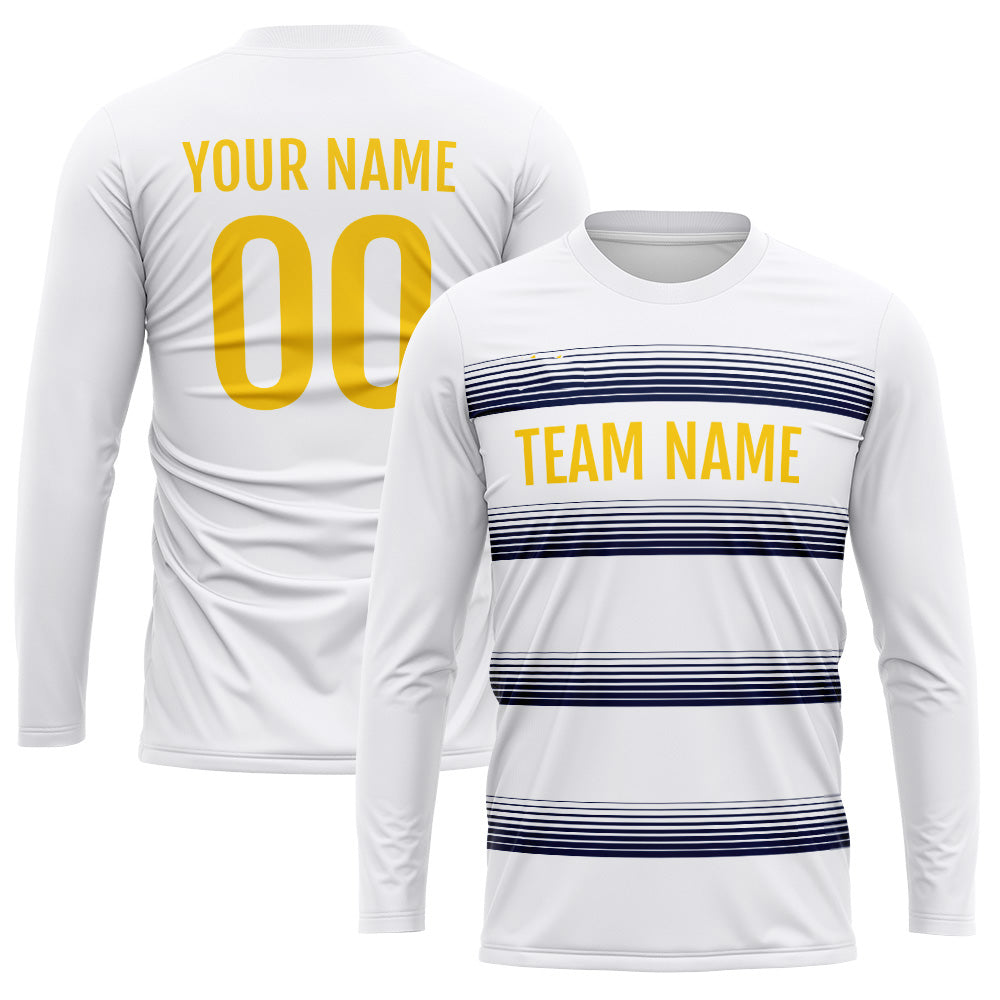 Custom Basketball Soccer Football Shooting Long T-Shirt for Adults and Kids White-Navy enthsush