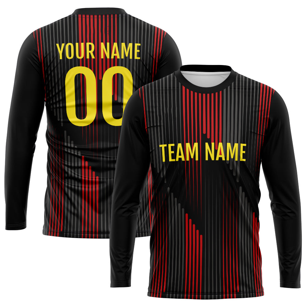 Custom Basketball Soccer Football Shooting Long T-Shirt for Adults and Kids Black-Red enthsush