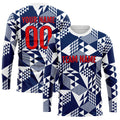 Custom Basketball Soccer Football Shooting Long T-Shirt for Adults and Kids White-Navy enthsush