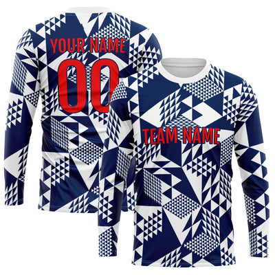 Custom Basketball Soccer Football Shooting Long T-Shirt for Adults and Kids White-Navy enthsush