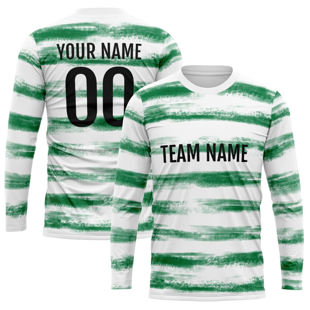 Custom Basketball Soccer Football Shooting Long T-Shirt for Adults and Kids White-Green enthsush