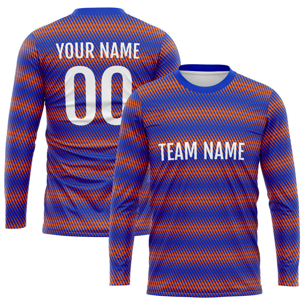 Custom Basketball Soccer Football Shooting Long T-Shirt for Adults and Kids Blue-Orange enthsush