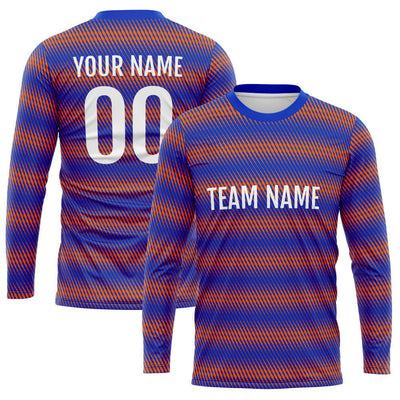 Custom Basketball Soccer Football Shooting Long T-Shirt for Adults and Kids Blue-Orange enthsush