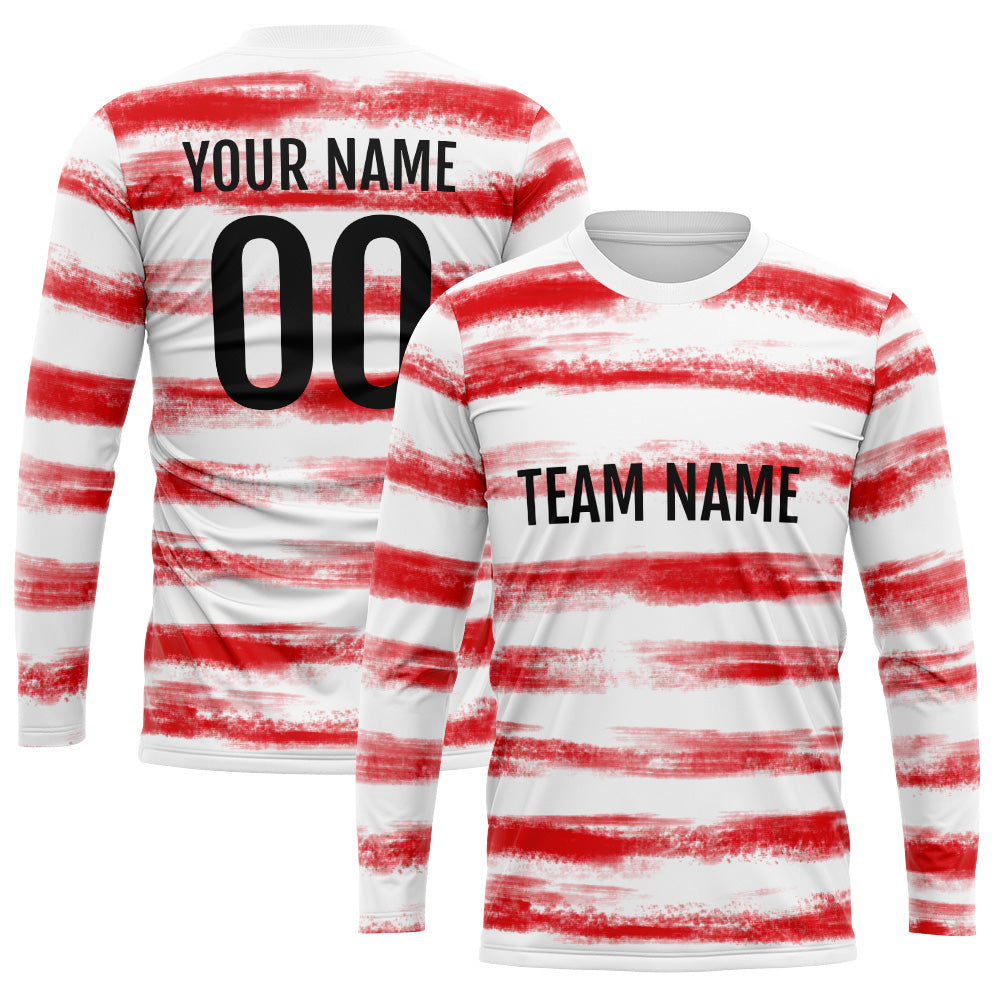 Custom Basketball Soccer Football Shooting Long T-Shirt for Adults and Kids White-Red enthsush