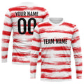 Custom Basketball Soccer Football Shooting Long T-Shirt for Adults and Kids White-Red enthsush
